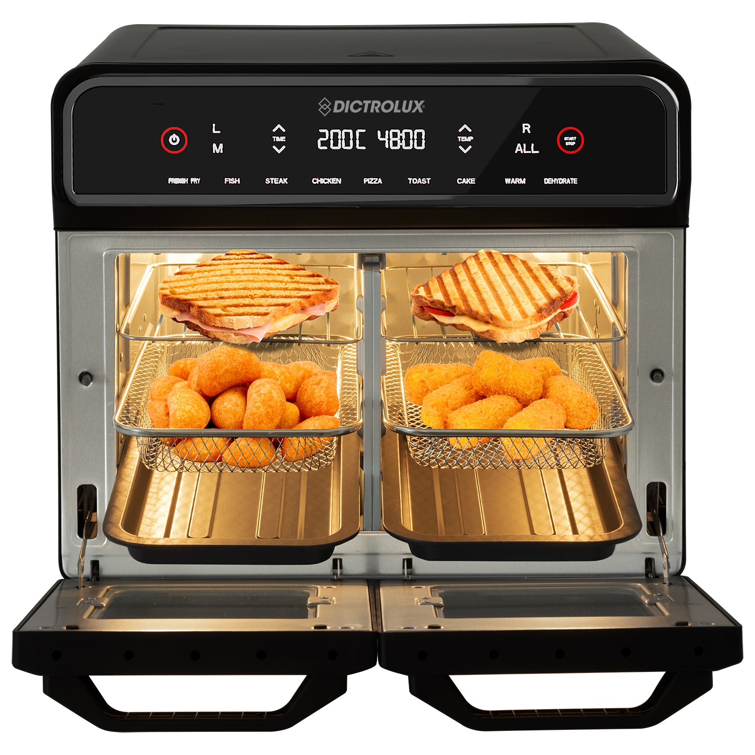 DICTROLUX - Friggitrice ad aria Multifunzione 2-Zone 23 litri 2400 Watt